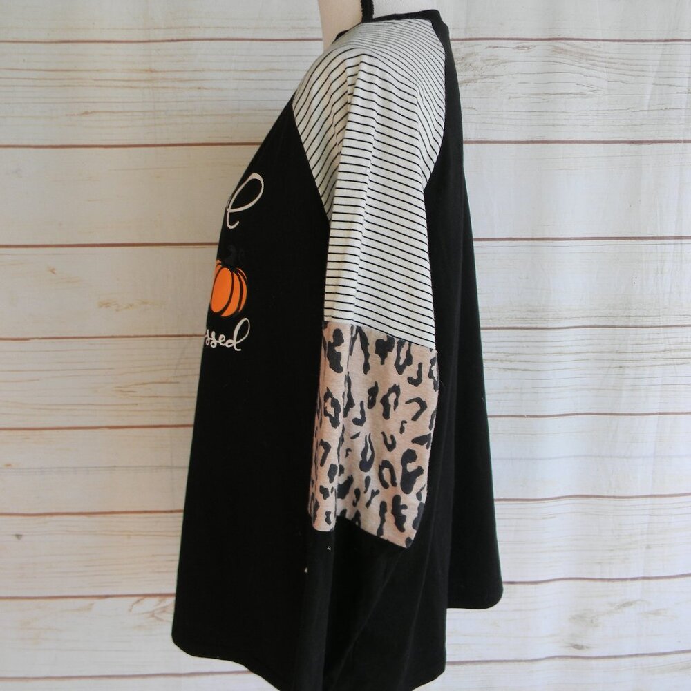 WM'S BOUTIQUE "THANKFUL GRATEFUL BLESSED PUMPKIN RAGLAN LONG SLEEVE TOP SZ 2XL - Picture 2 of 3